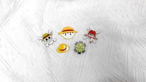 Bandai | 5 Chiếc D. Luffy Nhân Vật Anime Thổ Cẩm Men Pin Huy Hiệu Kim Loại Cosplay Phụ Kiện Cho Quần Áo Ba Lô Món Quà Trang Sức