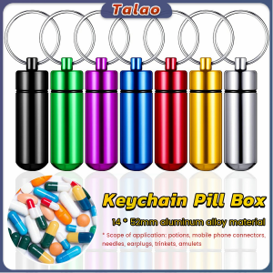Aluminum Keychain Medication Pill Box: Portable Mini Travel Pill Boxes Medicine Vitamin Holder Case