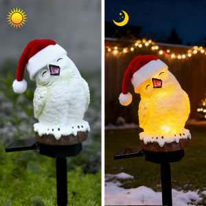 1 Christmas Solar Light Snow Owl Suitable for Garden Decoration Christmas Party Garden Decor Light Ground Stake Outdoor Statu