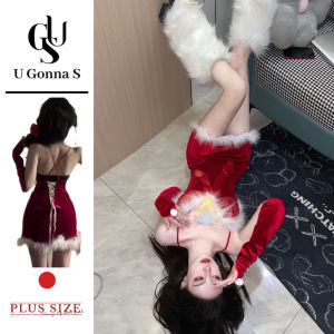 U Gonna S Đồ lót giáng sinh cho nữ đồ ngủ màu đỏ không tay Bodycon v-cổ hở lưng nâng ngực thời trang đàn hồi ngủ bên 2025 thiết kế mới quà tặng cho bạn gái
