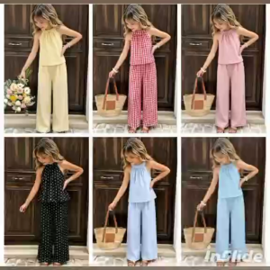 BB ..Chic Summer Chicset - Womens Casual Striped/Polka Dot/Checkered/Floral/Plain/Striped/Checkered/Floral/Plain Pants Sets
