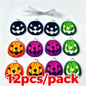 (12 Pieces/bag) 6.6x8cm Halloween Wooden Pumpkin Decoration Holiday Atmosphere Photo