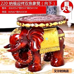 Elegant Living Room Entrance Elephant Bench Feng Shui Home Decor Resin Handmade Craft Animal Shape European Style Decorative Accessories
