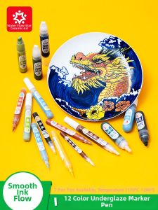 Ceramic Painting Marker Pens for Students and Children 12 Colors