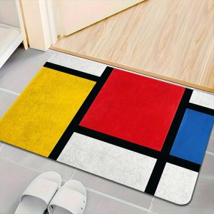VIKAMA Mondrian red yellow blue geometric pattern absorbent carpet bathroom anti slip floor mat home decoration
