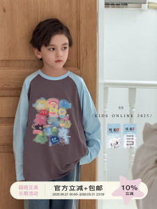 Pure Cotton Long Sleeve Childrens T-Shirt Boys Autumn Winter Fashionable Cartoon Base Shirt Casual Style Loose Fit Kids Top