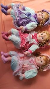 Búp bê cao cấp to mình bông mềm áo nhung biết phát nhạc khi chạm vào ngồi cao 60 cm  nặng 900 gram màu hồng đậm / tím / hồng nhạt