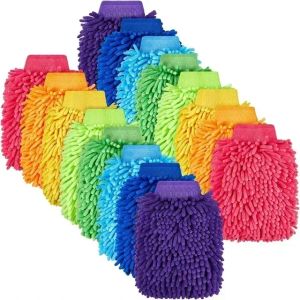 1/3/5pcs Car Wash Gloves Chenille Coral Fleece Gloves Double-Side Washing Wiper Towel Auto Dust Washer Car Cleaning Accessories