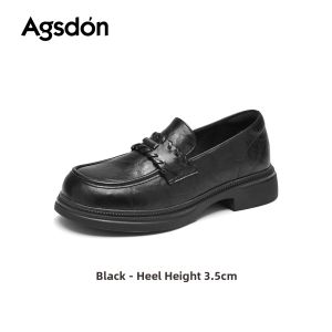 Agsdon | Comfortable Thick Sole Black Loafers