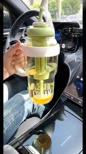 1200ml Sport Water Bottle With Tea Infuser Straw Cover Handle Cute Plastic Ice Coffee Milk Tea Juice Gym Travel Drink Bottle Jug