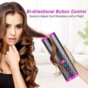 Cordless Automatic Hair Curler Portable Hair Curling Wand USB Rechargeable Fast heating Temperature adjustable Electric curling iron for hair wave  LCD Display anti slip handle