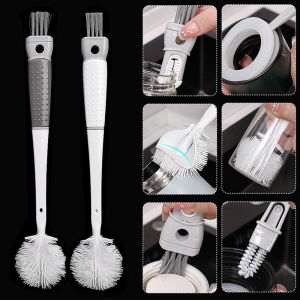 5-in-1 Flexible Brush Long Handle Silicone Brush Milk Bottle Washing Brush Bendable Mug Scrubber Insulation Cup Cleaning Brush Kitchen Cleaning Tool