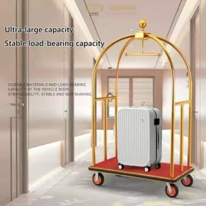 Hotel Trolley Luggage Cart Luxury stainless steel and titanium luggage cart Hotel supplies