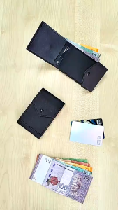 KASHVAU Mens Mini Wallet PU Leather Slim Card Holder Small Compact Wallet Fits RM100 Cash Pocket 6 Card Slots K2202