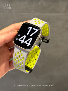 New Sport Silicone Magnetic Watch Band Compatible with Apple Watch S11 Advanced Double Color Hollow out Design by SS Workshop