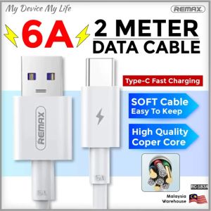 REMAX RC-183a Data Cable 2 Meter 6A Fast Charging TPE Material High Quality Chip Auto Cut Tangle Free