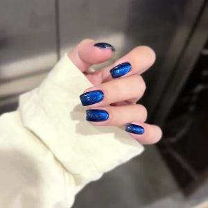 Sapphire Cat Eye Gel Sơn Móng Tay 1-10 Chiếc Xanh Dương-Đen Xanh Dương Biển Sâu Sứ Trắng Hạt Thủy Tinh 10Ml Phổ Biến TC Nail Art