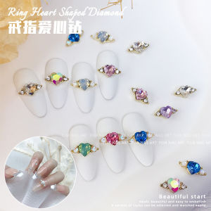 Ultra-Shiny Heart Shaped Nail Rings Decorations Colorful Diamond Multi-Faceted Nail Art Accessories for Beautiful Nails