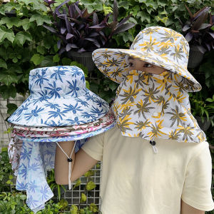 Summer Sun Protection Hat for Women: Hawaiian Style Large Brim & Windproof Mask