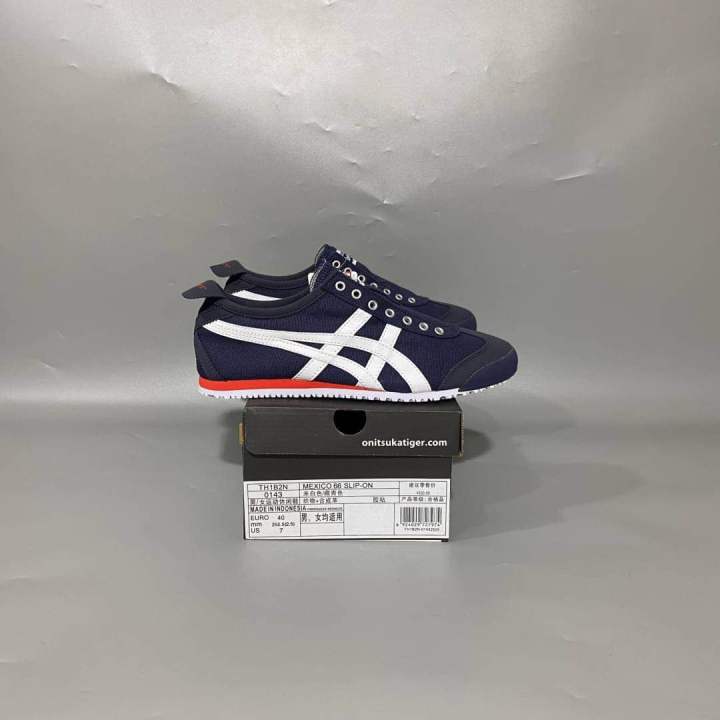 SEPATU ONITSUKA TIGER MEXICO 66 SLIP ON NAVY WHITE RED MADE IN