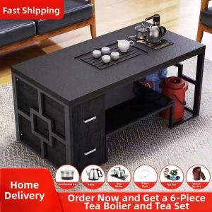 MOLORE | Elegant Minimalist Firestone and Iron Art Tea Table