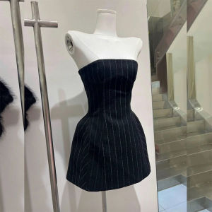 Vintage French Striped Stylish Fitted Minidress