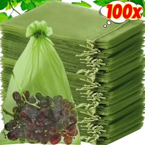 10/100Pcs Fruit Protection Netting Bags Plant Grow Bags Garden Anti-Bird Mesh Bag Vegetable Strawberry Grape Cover Garden Tools