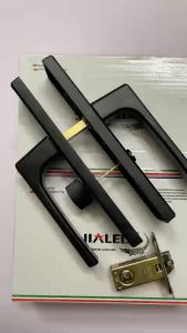 Khoá tay gạt cửa nhôm nhà vệ sinh Không thân không dùng chìa (màu đen) - Khoá tay gạt cửa phòng không chìa