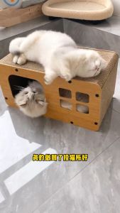 AJPET Stackable Wooden Cat House Double Layer Cat Bed Cat Scratching Board Cat Scratcher Rumah Kucing Kotak Kucing 猫屋貓抓板