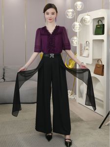 Slimming High Waist Straight Leg Pants Fashionable Black Casual Trousers for Women Spring 2024 Polyester Fiber Long Pants