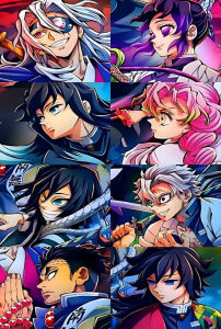 Bandai | Tranh Sơn Dầu Theo Số Theo Nhân Vật Anime Diệt Quỷ Tranh Nghệ Thuật Hiện Đại Trang Trí Tường Phòng Khách Phòng Ngủ Không Cần Khung.