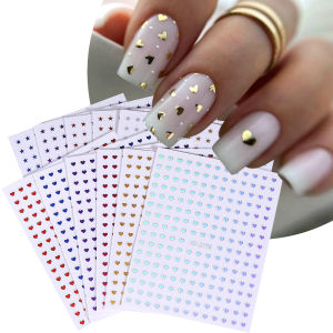 6/12pcs Cute Love Heart Nail Stickers 3D Self-Adhesive Gold Silver Y2K Star Nail Art Decals for Women Valentines Day Manicure