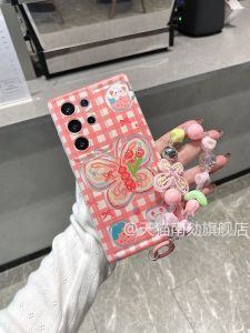 เคสโทรศัพท์ Samsung S25 Ultra ลายสก็อตสีชมพู ดีไซน์หรูหรา ป้องกันการตกหล่น สำหรับ Samsung S24 plus S23 FE S22U S21 Note20 A55A54