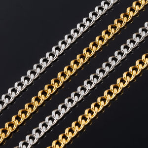 Stainless Steel 18K Gold Double-sided Grinding Chain Simple Jewelry Chain diy Necklace Accessories