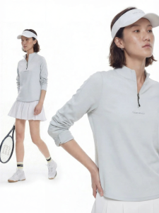 Hazy Blue Pima Cotton Layered Sweatshirt Half-Zip