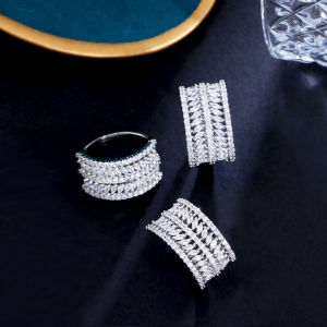 Trendy Rose Gold & Silver Marquise Round Eternity Band Ring: A Perfect Women's Anniversary Gift Jewelry