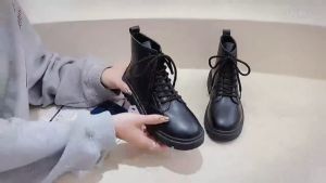 BETSY STORE Giày bốt Martin da PU cao cấp giày tăng chiều cao nữ thời trang đế dày giày bốt tăng chiều cao nữ chống mòn mềm mại và thoải mái