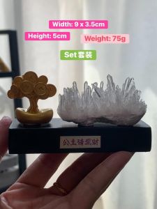 🤍❄️ 冰针白水晶簇 ❄️🤍Ice Needle Quartz Cluster 🆓 套装附送: 🌳金黄发财树&底座