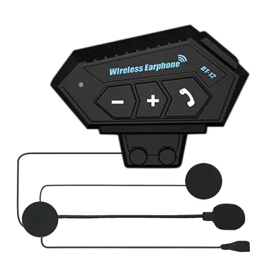 INTERCOM BT-12 HEADSET HELM BLUETOOTH CSR 5.0 WATER RESISTANT HEADSET HELM BLUETOOTH HIGHT QUALITY BATERAI 500mAh 15JAM