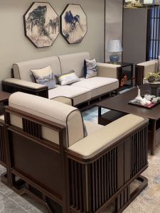 New Chinese Style Ugyen Wooden Sofa Combination Modern Minimalist Zen Accessible Luxury House Living Room Large and Small Apartment Type Solid Wood Furniture