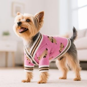 Dog Clothes Winter Chihuahua Pet Striped Dog Cardigan Sweater Bichon Pug Kitten Puppy Dog Warm Coat Cat Dog Supplies Pet Outfit