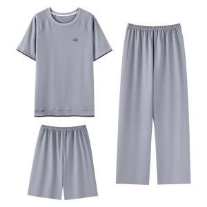 Bộ đồ ngủ nam MiiOW vải tổng hợp tay ngắn mát mẻ cỡ lớn.