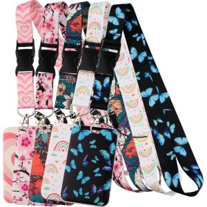 Latch Style Lanyard Butterfly Chinese Rose Badge Holder ID Credit Card Pass Hang Rope Lanyard For Keys Anime Accessories Gifts