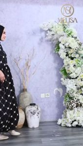 Mini Dress Long Tunik Motif Bunga Rose Kecil Rayon Premium Daster Panjang Gamis Wanita Muslim Busui Lengan Panjang By Melisa.ID Airflow Fushia