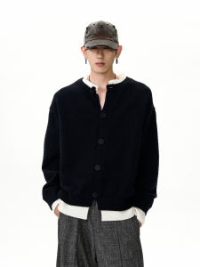 เสื้อคาร์ดิแกนถักหลวมๆ สไตล์อเมริกันสำหรับคู่รัก แฟชั่นลำลอง ฤดูใบไม้ร่วง 2024 เสื้อคลุมกันหนาวแบบสวมหัว