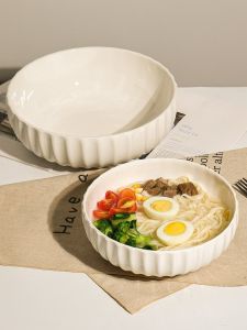 Kích Thước Lớn Bát Súp Gốm Nguyên Chất Trắng Bát Sứ Mì Bát Salad Hoa Quả Phong Cách Nhật Bản Sử Dụng Tại Nhà 2024 Mới Thiết Kế