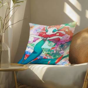 Bandai | Pokemon Bulbasaur Anime Plush Pillow Cover Soft Short Plush Cushion Cover For Sofa Bedroom Living Room Home Decor Gift