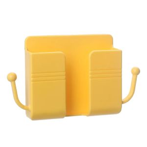Adhesive Wall Mount Phone Holder with Hooks Storage Box ForMobile Phone Remote Control Storage Box for Bedroom Kitchen Tools