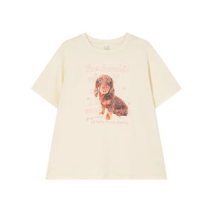 Sausage Flower Letter Printed Short Sleeve T-Shirt for Women