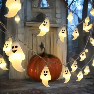 1PC Cute Ghost Halloween String Lights Battery Operated Fairy Lights for Party Room Decorations